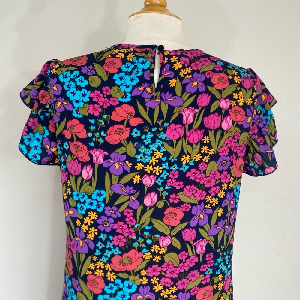 Amazon Women's Multicolor Floral Ruffle Lightweight Shift Dress Size Medium Boho - Picture 7 of 10